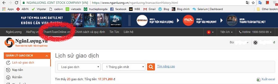Nạp tiền thẻ Alecard 1