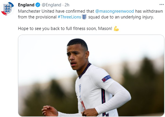 Lien doan bong da Anh xac nhan Greenwood khong du EURO 2021 do chan thuong