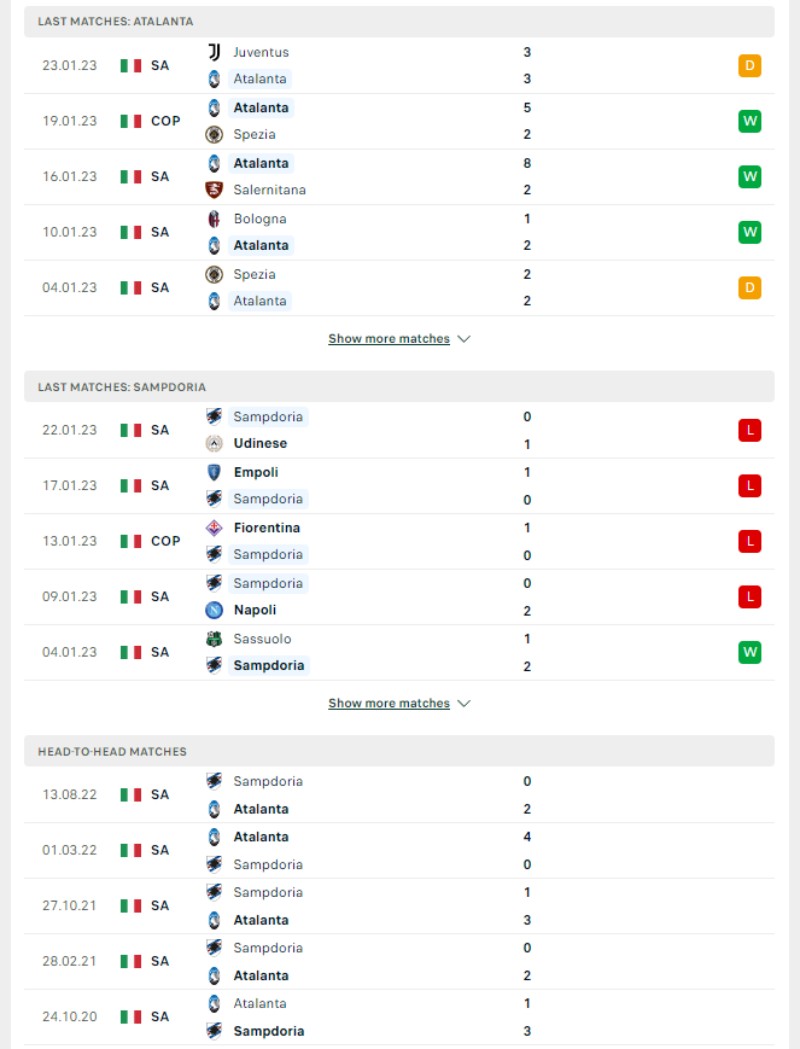 Serie A - Soi kèo Atalanta vs Sampdoria - 2h45 ngày 29/01 3 Phong độ và lịch sử đối đầu của của Atalanta vs Sampdoria