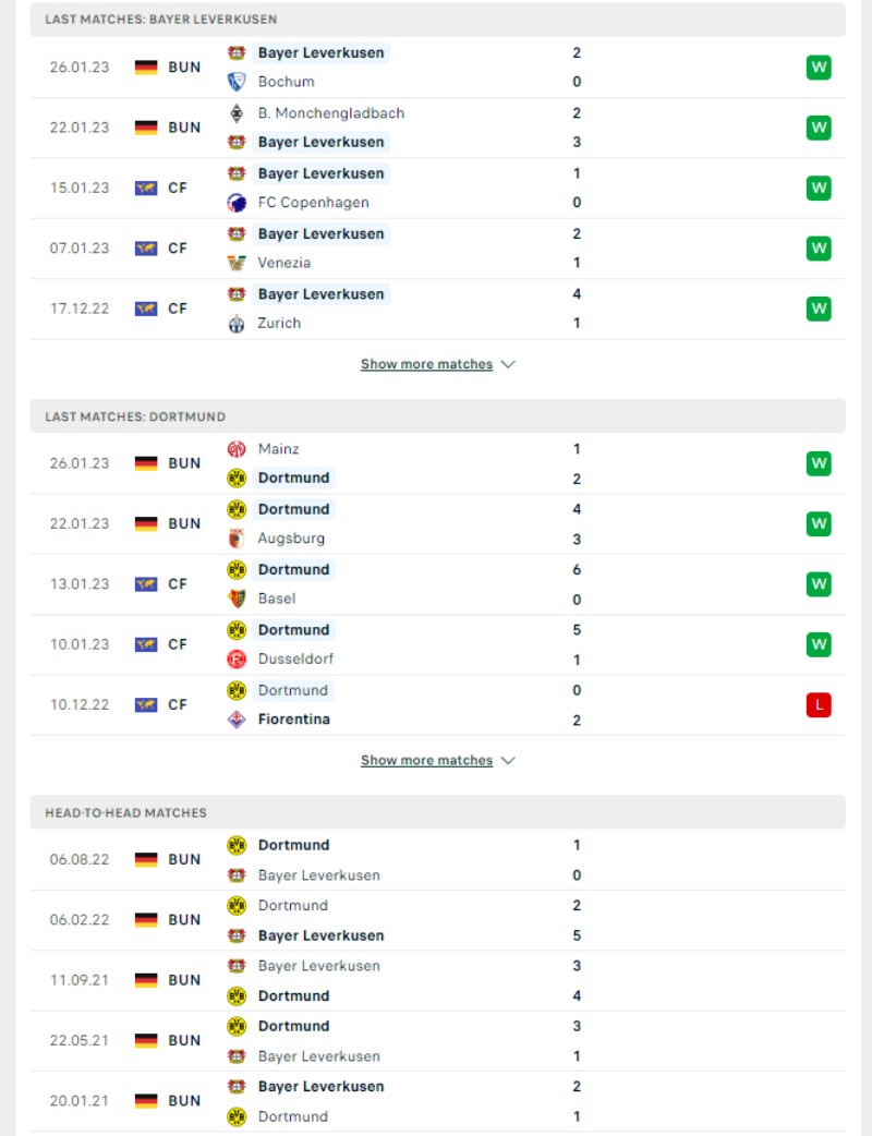 Bundesliga - Soi kèo Bayer Leverkusen vs Borussia Dortmund - 23h30 ngày 29/01 3 Phong độ và lịch sử đối đầu của của Bayer Leverkusen vs Borussia Dortmund
